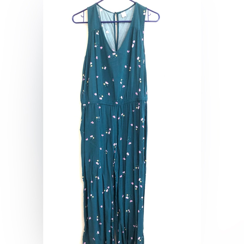 Old Navy Teal Floral Jumpsuit
